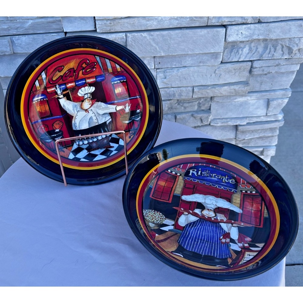 Certified International Jennifer Garant - Pasta Bowls W/ Whimsical Chef SET OF 2